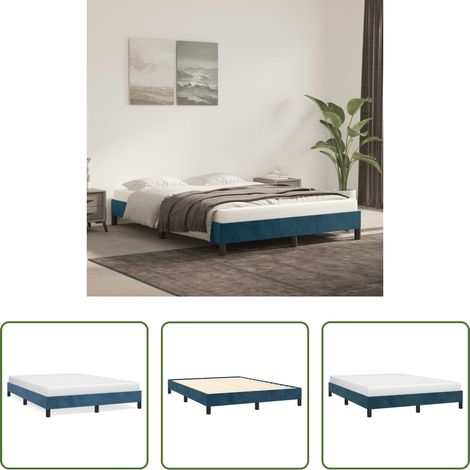 vidaXL Schlafzimmer - Bettgestell ohne Matratze Dunkelblau 140x200 cm Samt (1/5)
