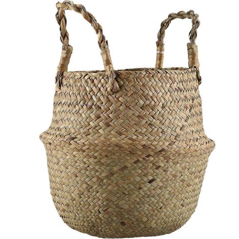 Panier en osier et jonc de mer, pliable et suspendu, en rotin tressé, taille S (1/5)
