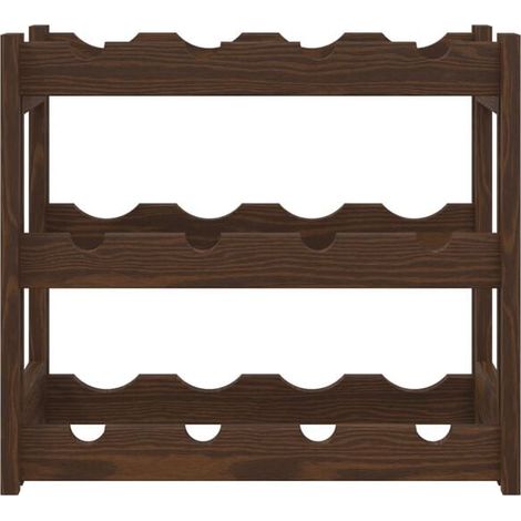 Étagère à Vin en Bois de Pin Massif, Porte-Bouteilles pour 12 Bouteilles, Design Robuste et Durable, Couleur Marron (1/5)