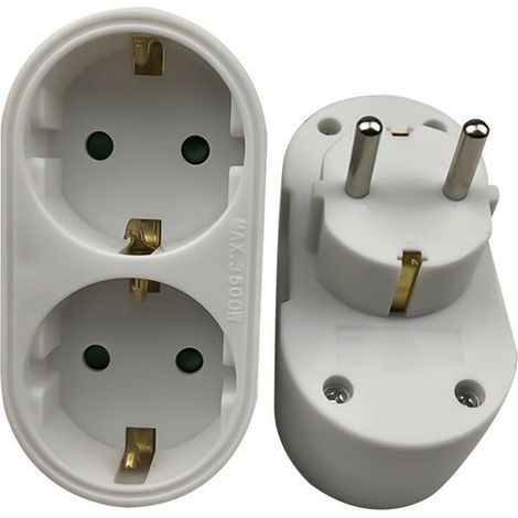 Adaptador de enchufe de 2 vías, toma Schuko Topist de 2 pines