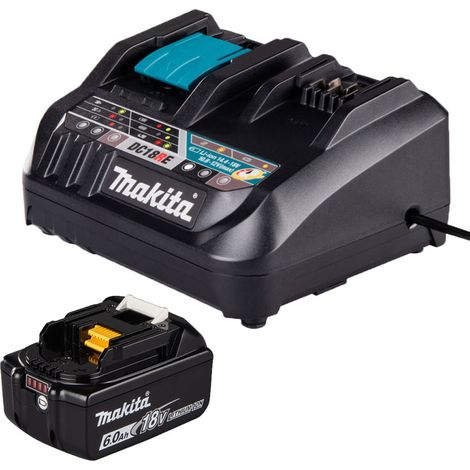 MAKITA Pack de 1 Batterie Li-Ion 18V 6Ah BL1860B + Chargeur rapide DC18RE