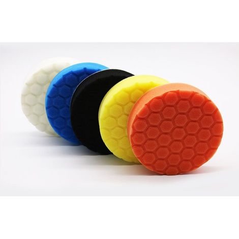 Éponge de Polissage, Set de Polissage,5 Pièces 150mm Hex Logic Polissage Pad Éponge polir Kit pour Voiture Ponçage Polissage pour 125mm RO/DA Polissage pour Polisseuse Machine à polir (1/5)