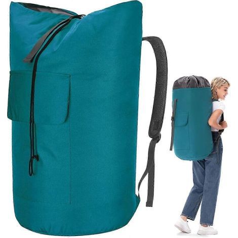 Sac à linge extra large et ultra-résistant, sac à dos à linge de 115 L, sac à linge robuste avec sangles, sac à linge vert armée pour étudiants, sac de voyage à chargement par le haut (1/5)