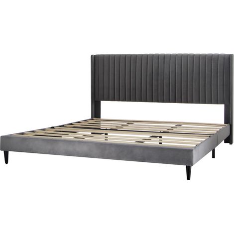 Upholstered Bed Frame with Cozy Button Tufted Headboard & Adjustable Height, Wood Slat Support CHARLIE SUPER KING GREY (1/5)