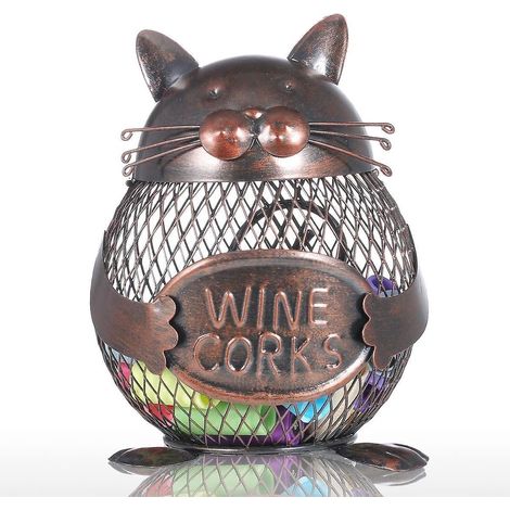 Metallenes Sparschwein in Form eines katzenförmigen Flaschenverschlusses (1/5)