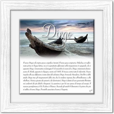 Lupia - Quadro mattonella Ceramica Modern White 29x29 cm con significato del nome Diego (1/4)