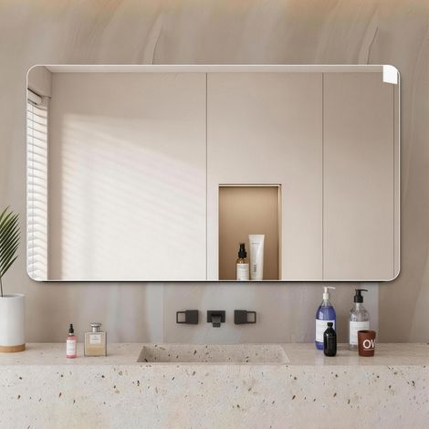 Specchio bagno 100x60 cm in vetro argentato, senza cornice, a parete – MEUBLIV (1/5)