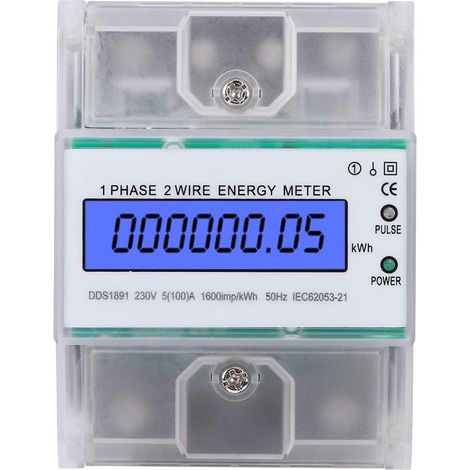 Rail Din Monophasé, Compteur D'énergie Monophasé, Compteur D'énergie 4P LCD Compteur électrique avec Couvercle Transparent pour la Maison Et L'usine (1/5)
