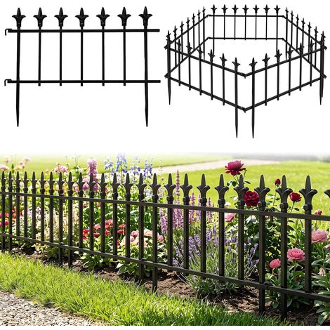 Clôtures de Jardin 5 Pièces Pliable en Métal Barrière Jardin Exterieur pour Animaux Verrous Latéraux, Décoratives Terrasse Paysager, 56 x 44 CM (1/5)