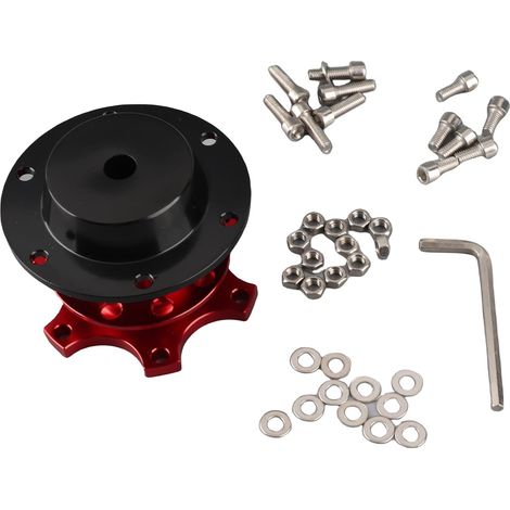 Universal 6-Bolt Steering Wheel Hub Adapter, Aluminum Alloy Removal Tool with Mounting Screws, Bolts, and Wrenches for 6-Hole Steering Wheel Hub Kit (1/5)