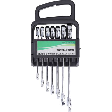 7 Pièces Clé à Ratchet Fixe Combinée Polie Résistante à l'Usure Kit de Clés Mixtes (1/5)