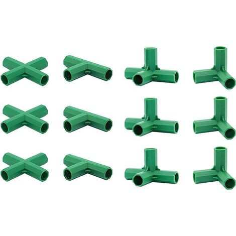 Lot de 12 raccords de 16 mm 4 types de supports stables usage intensif connecteur de construction de cadre de serre adapté pour treillis de vigne abri jardinage (1/5)