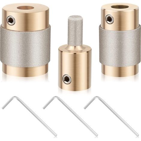 Diamond drill bits for glass grinders, 3 sizes (1 inch, 3/4 inch, 1/4 inch) for stained glass tools (1/4)