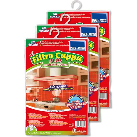 Filtre Hotte Aspirante Auto Extinguible, 3 Pièces, Filtres Absorbeurs de Fumées, Graisses et Vapeurs 100% Polyester Anti Flamme, Universel pour Hottes, Cuisine Accessoires 40x60 (1/5)