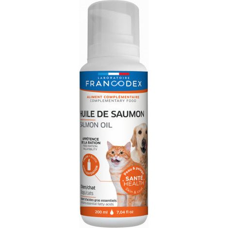 Huile de Saumon Pour chiens et chats, flacon de 200 ml - Francodex