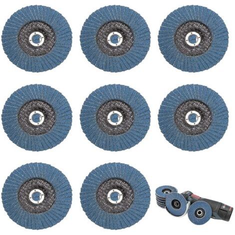 Lot De 8 Disques Abrasifs à Lamelles 76 MMx10MM, Grain 40/60/80/120 Kit De Mélange Ponçage Efficace Disques, Pour Enlever Ebavure, Rouille, Polissage, Finition(Bleu) (1/5)