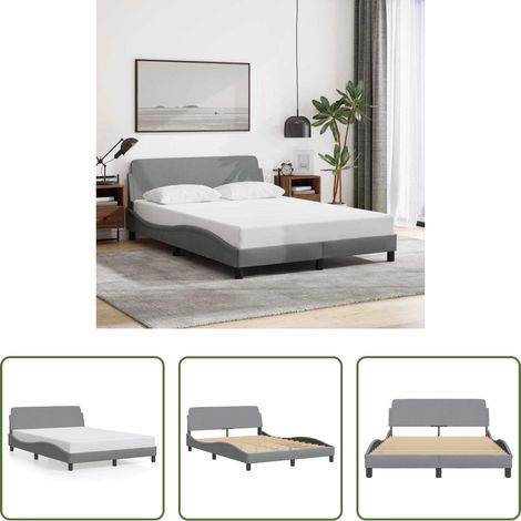 vidaXL Tête de lit - Cadre de lit Dover gris clair 140x190 cm tissu (1/5)