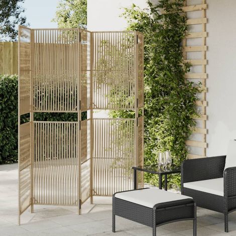 Cloison de séparation 5 panneaux-Paravent-Séparateur de pièce beige résine tressée 388015 (1/5)