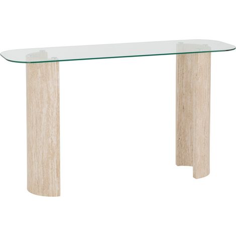 Modena Console Table - L45 x W80 x H140 cm - Clear Glass/Cream Marble