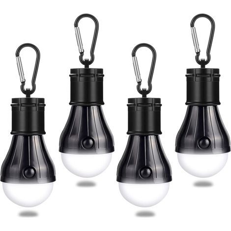 Campinglampe mit Karabinerhaken, 4-teiliges Campinglaternen-Set, LED-Zeltlampenbirnen, wasserdichte Rucksack-Campinglampen (1/5)