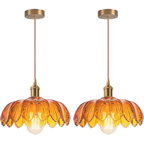 2PCS Lámpara Colgante De Vidrio Lámpara De Techo Interior Vintage Plafones Retro Lámpara Colgante Moderna Para Dormitorio Pasillo Marrón