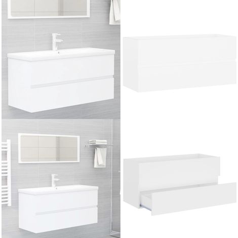 Waschbeckenunterschrank Weiß 100x38,5x45 cm Holzwerkstoff - Waschtischschrank - Badezimmermöbel - Holzwerkstoff - Weißer Schrank - Aufbewahrungsbauern - Home & Living