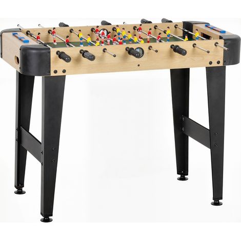 Baby-foot de table 92 cm avec 22 joueurs 2 balles Marqueurs manuels Poignées antidérapantes Bois naturel (1/5)