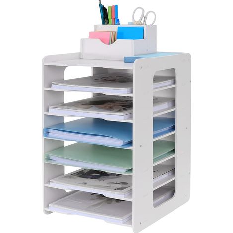 Briefablage - Schreibtisch-Organizer - A4-Dokumentenhalter - für Zuhause, Büro, Schule (7 Ebenen) (1/5)