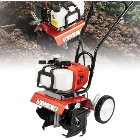 Mini motoculteur à essence - 1,9 kW, 52 cm3, moteur deux temps, outil de travail du sol pour jardin et cour, 6500-7000 tr/min. (1/5)