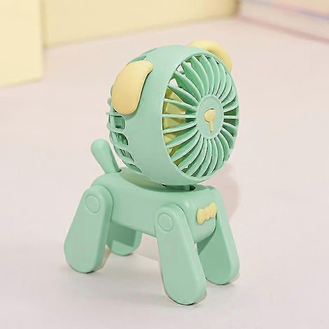 Ventilateur de table d'appoint rechargeable USB en forme de chien mignon, petit ventilateur électrique portable, décoratif pour dortoir ou bureau, vert (1/5)