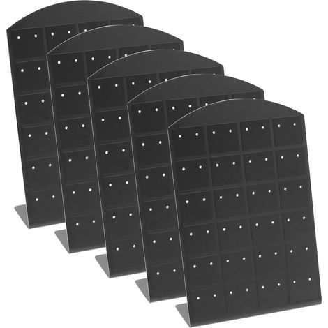 5er-Pack 48 Löcher Kunststoff Ohrring Schmuck Display-Ständer - L-Form - Schwarz (1/5)