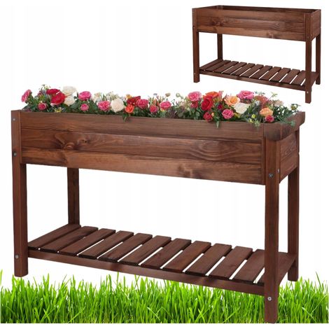 Großes Hochbeet, Gemüsebeet, Blumenbeet, Pflanzkasten, Dunkelbraun, 117 x 40 x 78 cm (1/5)