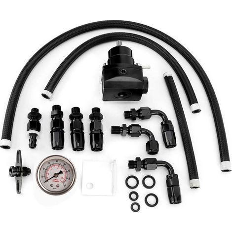 Kit universel de régulateur de pression de carburant de voiture réglable avec jauge 160PSI (noir). (1/5)
