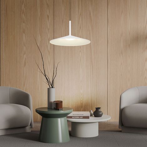 LED Pendelleuchte Hängelampe Höhenverstellbar Esszimmerleuchte hängend weiß, Metall Acryl, 18W 980Lm neutralweiß, DxH 47,5x80-150 cm