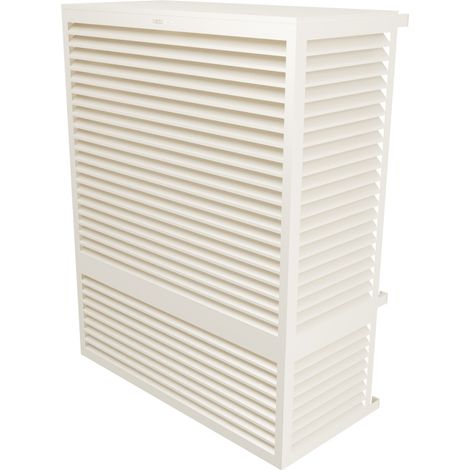 Cache climatiseur en aluminium blanc crème RAL 9001 – Dimensions H 51 x L 135 x P 66-81 cm – Résistant aux intempéries – DECXXL9001 – Decoclim