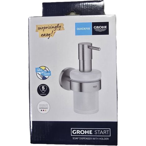 Grohe QuickFix Start - Seifenspender mit Halter, Glas/Supersteel 41195DC0