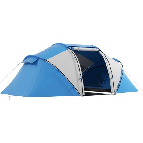 Tente de camping 4 à 6, étanche, bleu, pour jardin et terrasse, colonne d’eau 2000 mm, format pratique, style moderne et facile à associer