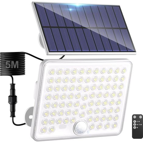 2 pièce Lampe Solaire Exterieur Detecteur de Mouvement,LED Convex Lenses Projecteur Solaire,3Mode 1800mAH Lumiere Solaire Exterieuré tanchéité IP65 Spot Extérieur pour Jardin Garage Cour (1/5)