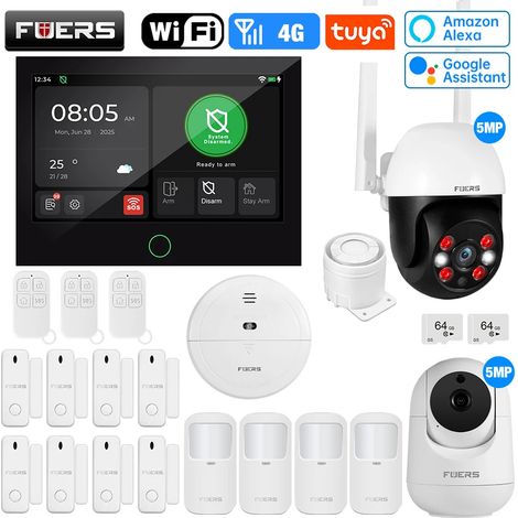 (Pack 16) Système d'alarme de sécurité pour maison connectée avec écran TFT 7 pouces, Wi-Fi 4G LTE et protection antivol. (1/5)