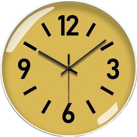 Horloge murale silencieuse jaune (20 cm), décoration minimaliste et moderne, cadeau original (1/5)