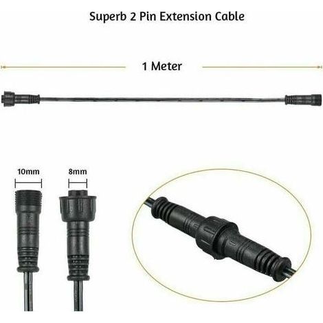 Cable Rallonge, 10 Pack, Pour Spots LED Encastrables,Etanche IP67,1M / 3.3Ft, 2Pin, avec connecteurs mâles et femelles