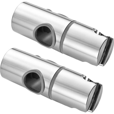 Mikikit Lot de 2 supports de douchette réglables en ABS finition argentée pour barre de douche coulissante, protection (1/5)