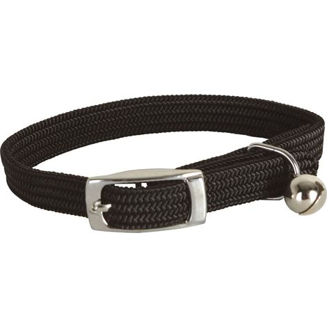 Collier nylon simple chromé chat noir