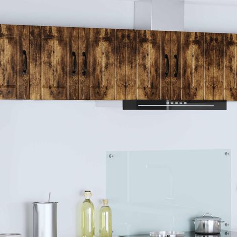 Meuble mural de cuisine en bois d’ingénierie chêne fumé, 2 étagères, 1 porte, 30 x 31 x 40 cm - PANGIVO (1/5)