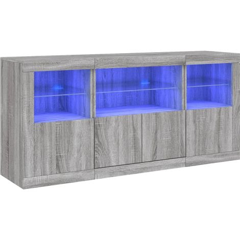 Maison Exclusive - Aparador con luces LED gris Sonoma 142,5x37x67 (1/5)