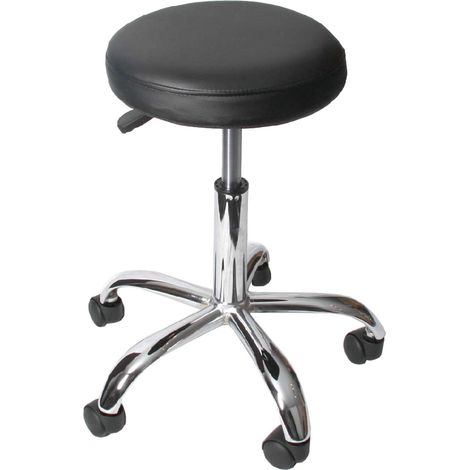 [NON UTILIZZATO] Sgabello regolabile estetista con ruote HHG-955 acciaio ecopelle, nero