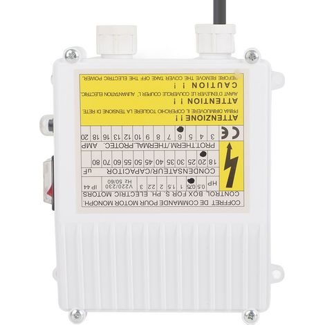Pumpensteuerzentrale mit integriertem Thermoschutzschalter für Tiefbrunnen- und Hauswasserpumpen (0,55 kW / 0,5 PS, 20 µF, 5 A, EU-Stecker, 220 V) (1/5)