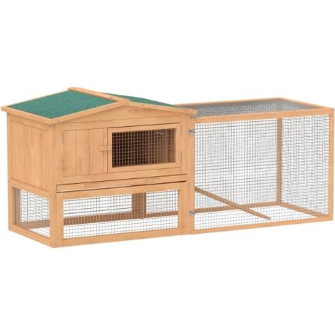2-Tier Wooden Rabbit Hutch with Outdoor Run for Guinea Pigs-Ideal Garden Backyard House,85x24x57 cm (1/5)