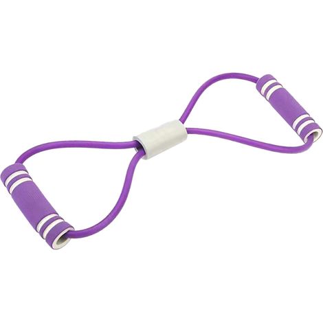 Bande de résistance en forme de 8, longueur ajustable pour étirements bras et épaules, élastique fitness violet (1/5)