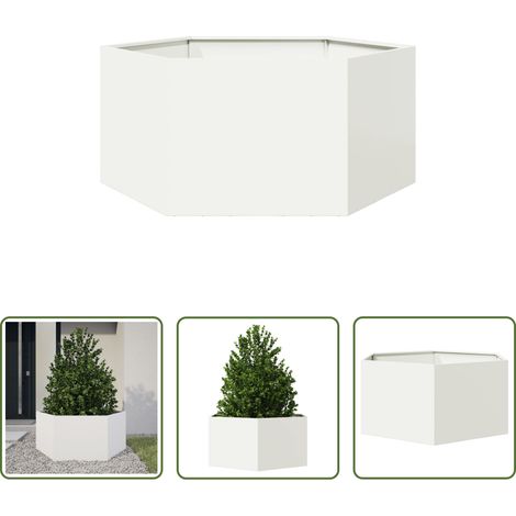Pflanzkübel -  Pflanzkübel Weiß Sechseckig 104x90x45 Stahl (1/5)